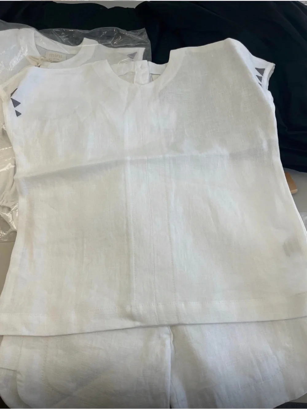 White Linen Two-Piece Set for Boys - Top & Elastic Waist Shorts